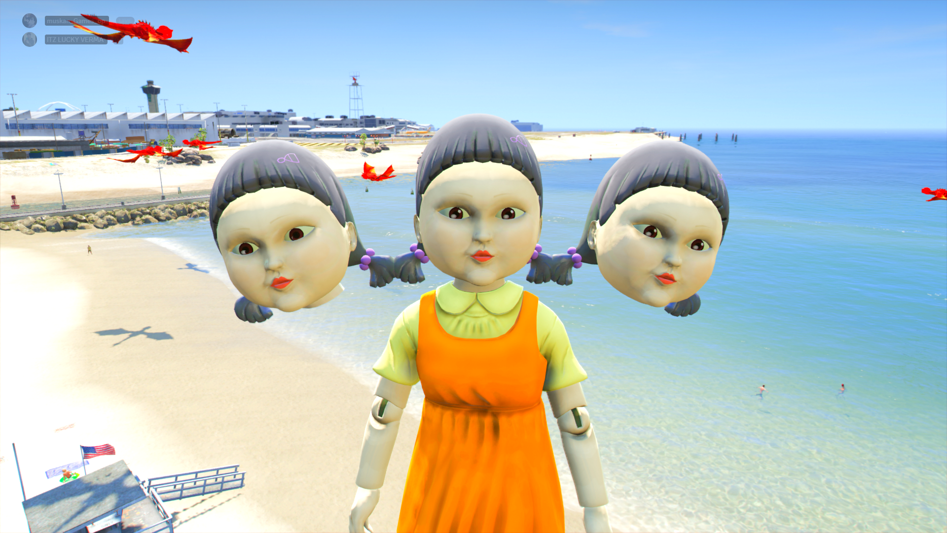 squid game doll 3head big size ped for gta 5 download